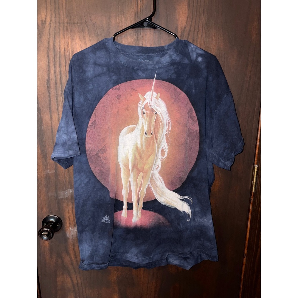 The Mountain Mens Unicorn Moon Tie Dye Graphic T-Shirt Navy Blue XL Fantasy Art
